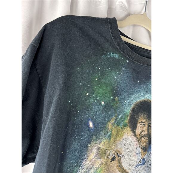 Bob Ross Mens Shirt Black Size Large Short‎ Sleeve Crewneck Graphic Painter Read - Picture 6 of 11